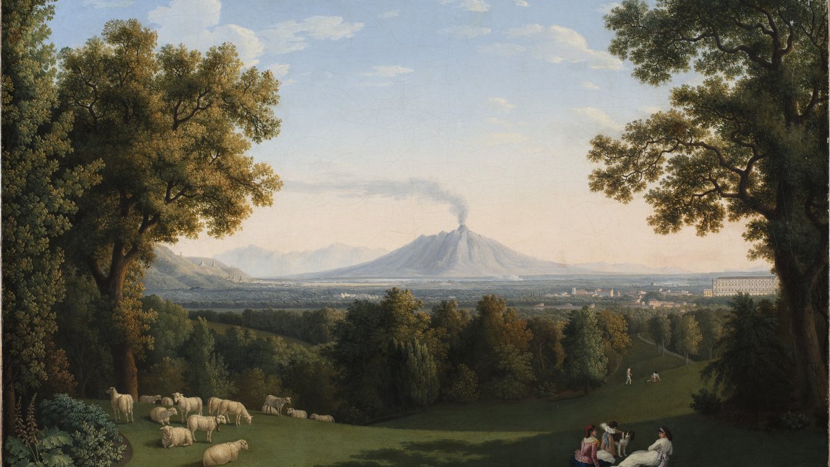 Landscape with the Palace at Caserta and Vesuvius - Hackert, Jacob